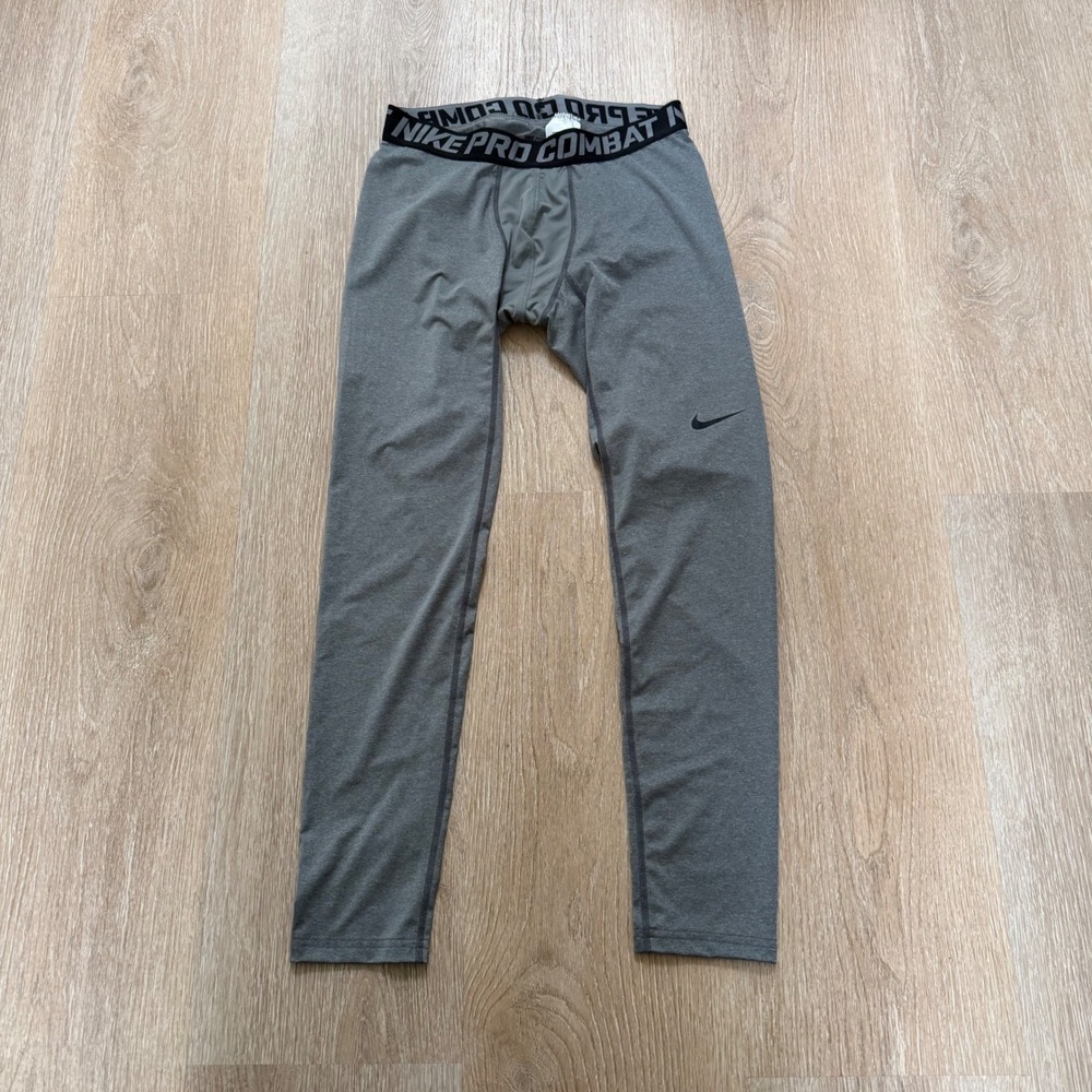 Nike Pro Combat Compression Tights Mens‎ XL Gray Dri-FIT Leggings Training Pants